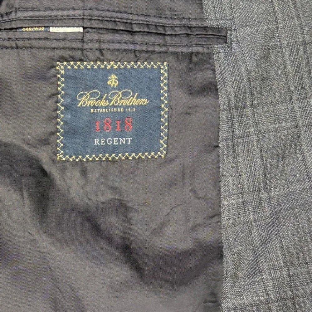 Brooks Brothers 1818 Regent Blue Glen‎ Plaid Wool Blazer Sport 44R Mens Made USA